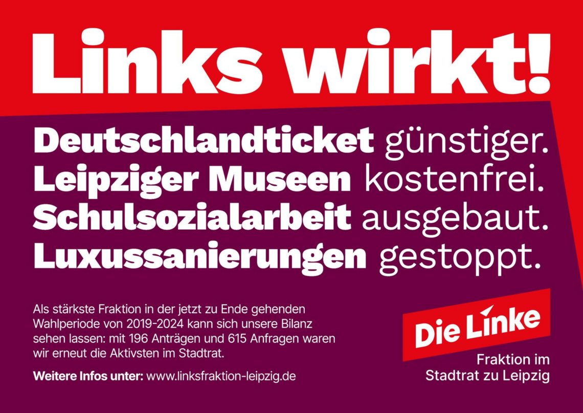 Links wirkt! Bilanzplakat der Linksfraktion Leipzig